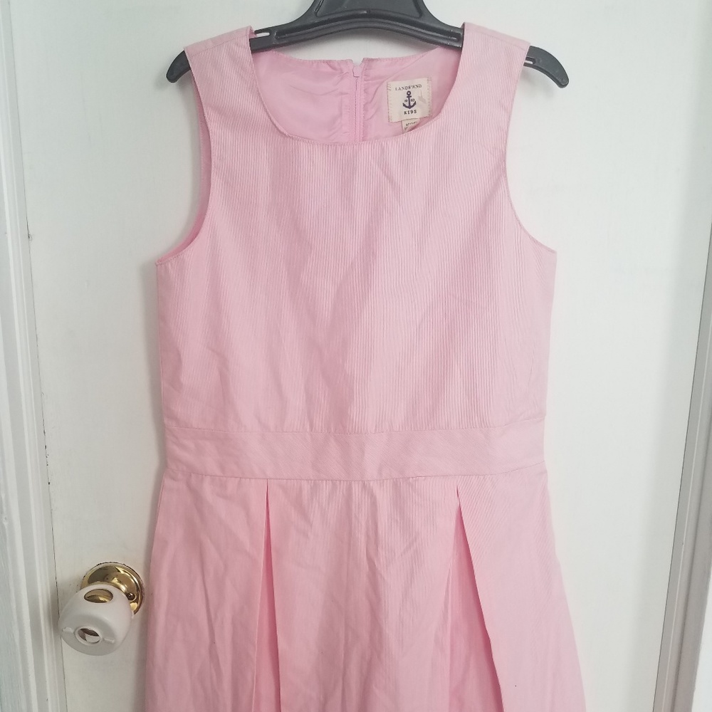 Lands' End Pink striped girl's dress size 10